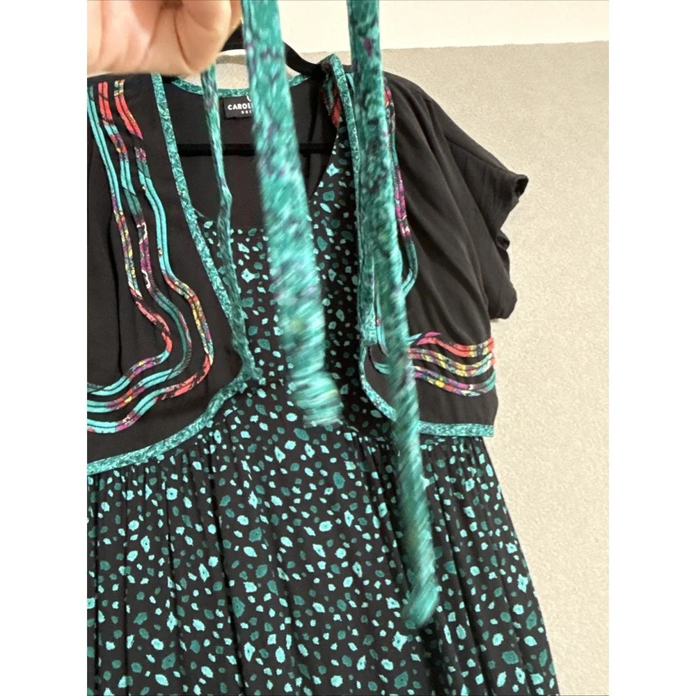 Vtg CAROLE LITTLE Dress Womens 8 Maxi‎ Art to Wear Faux Bolero 90s Boho Western - Picture 13 of 16